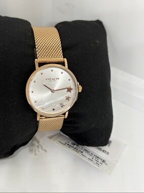 COACH Rose Gold Mesh Bracelet Watch with Star Dial